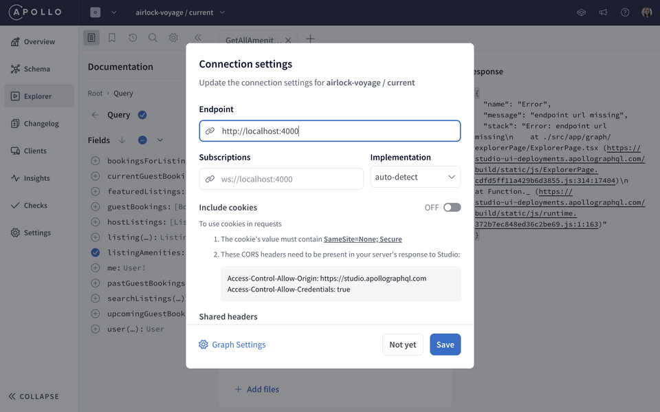 Connection settings endpoint