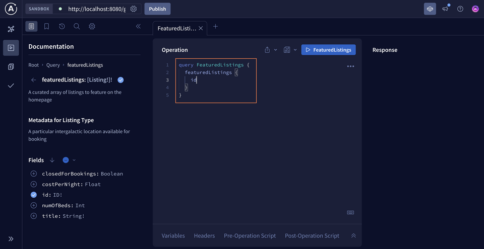 Adding the id field to the Operation panel