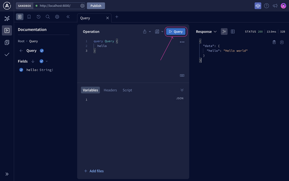 Running an operation in Sandbox