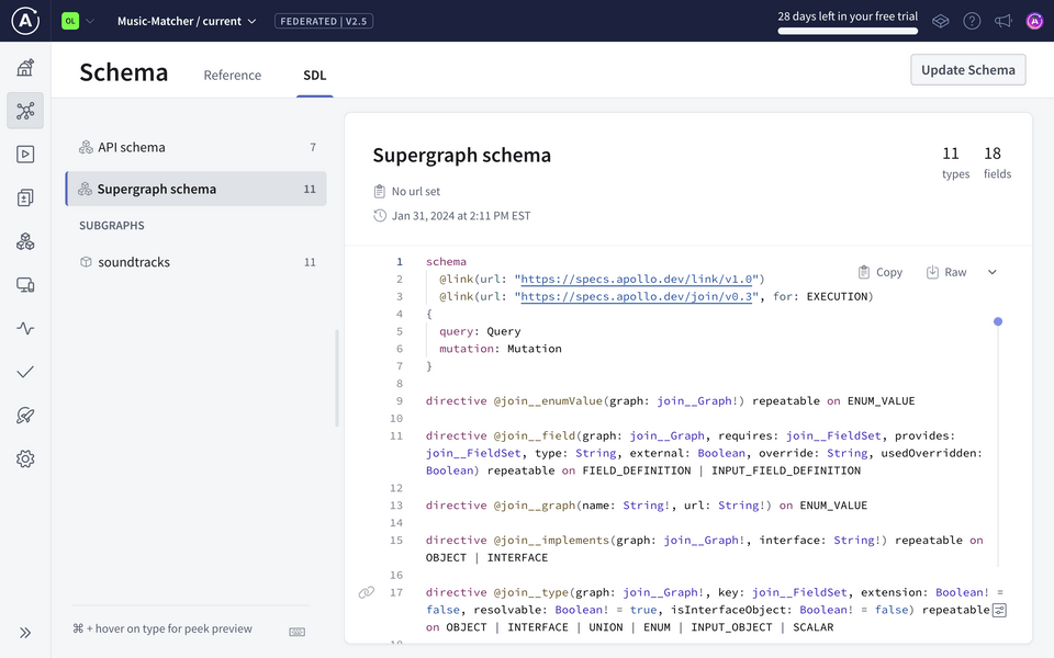 Studio - supergraph schema SDL