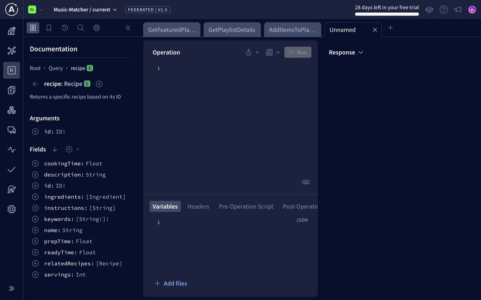 Explorer, with the recipe field open in the Documentation field