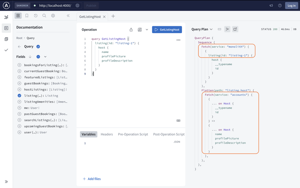 Query plan for listing host