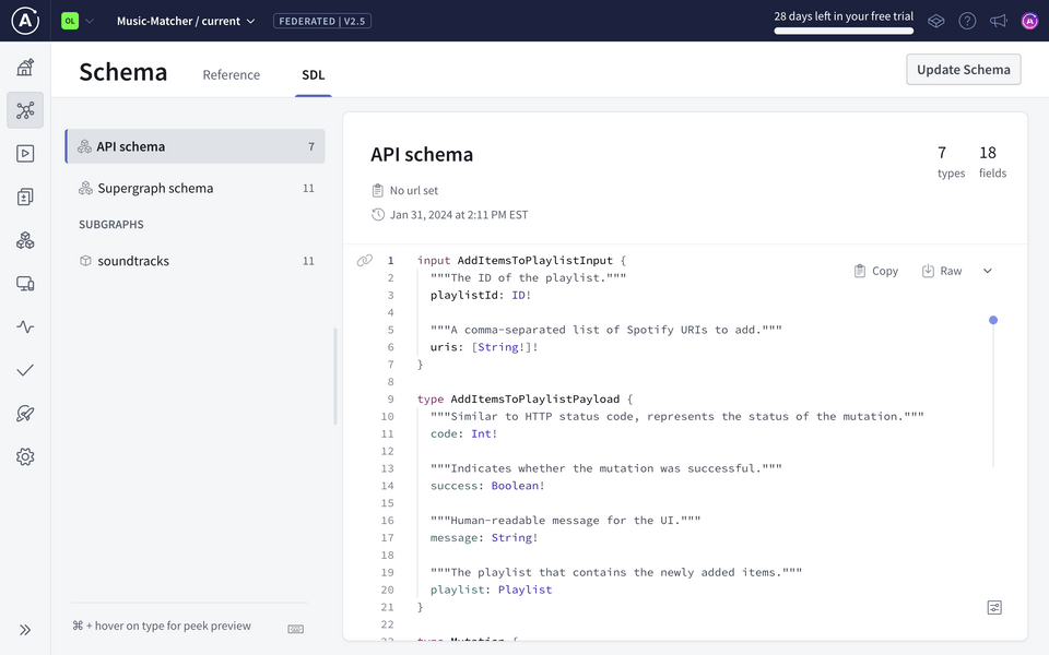 Studio - API schema SDL