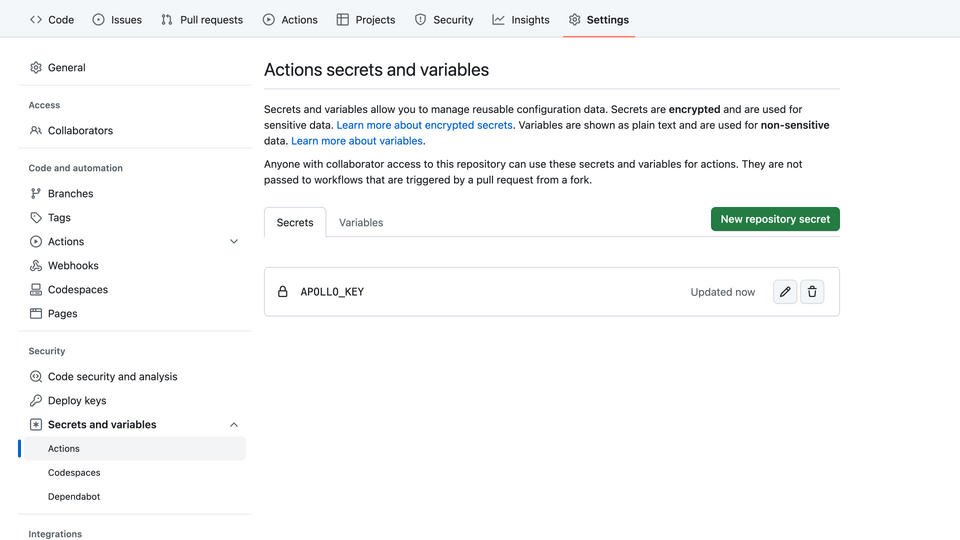 GitHub secret successfully added